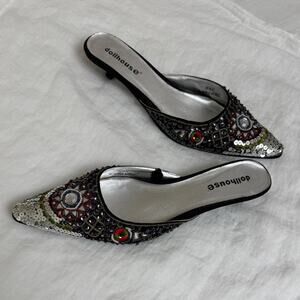 Insane Dollhouse Sequin Embellished Slip On Kitten Heels Size 7.5